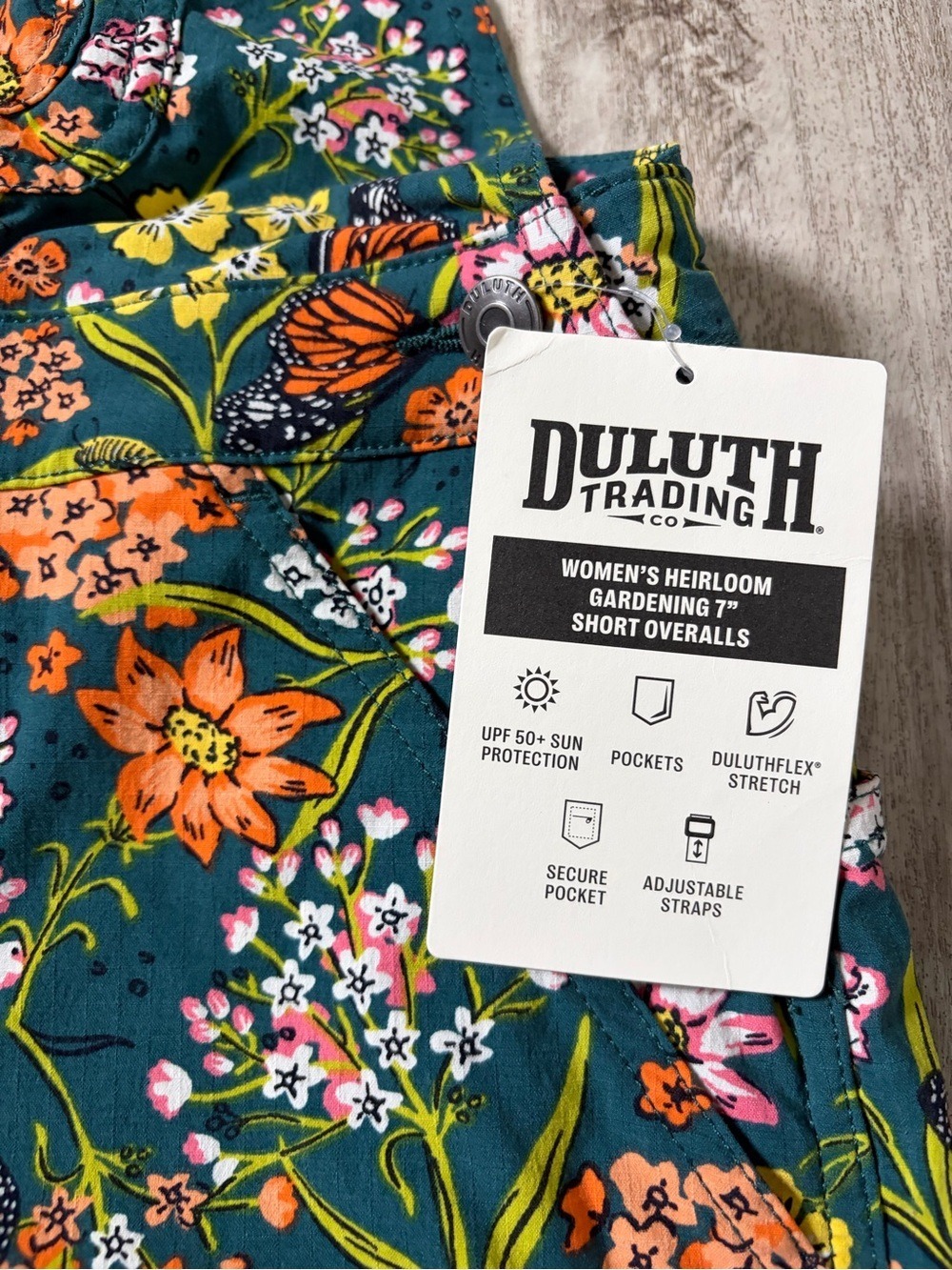 NWT Duluth Heirloom Gardening Bib Overall Shorts M Midnight Green Monarchs - Picture 12 of 13